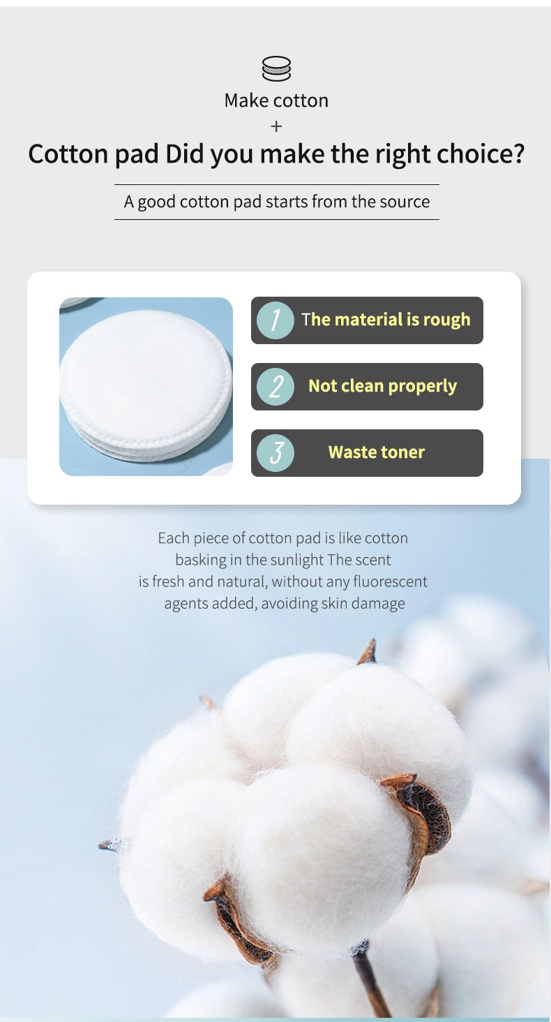 Factory Direct 100pcs 3in1/Pack 3-layer Round Cosmetic Cotton Pads Disposable Sandwich Facial Cleansing Makeup Remover Pad SY430