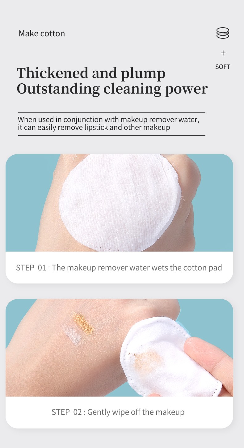 Factory Direct 100pcs 3in1/Pack 3-layer Round Cosmetic Cotton Pads Disposable Sandwich Facial Cleansing Makeup Remover Pad SY430