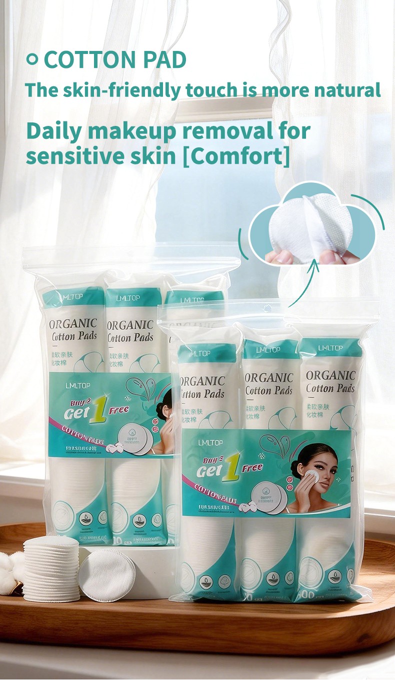 Factory Direct 100pcs 3in1/Pack 3-layer Round Cosmetic Cotton Pads Disposable Sandwich Facial Cleansing Makeup Remover Pad SY430