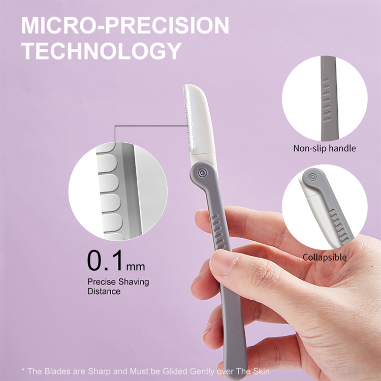 Factory Price Stainless Steel Slanted Tip Beauty Care Facial Eyebrow Razor for Shaving and Hair Removal Trimmer Grooming Tools JJF06