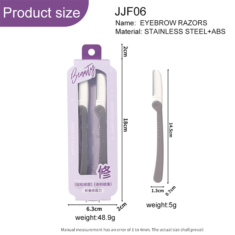 Factory Price Stainless Steel Slanted Tip Beauty Care Facial Eyebrow Razor for Shaving and Hair Removal Trimmer Grooming Tools JJF06