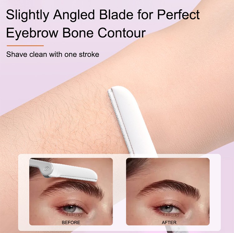 Factory Price Stainless Steel Slanted Tip Beauty Care Facial Eyebrow Razor for Shaving and Hair Removal Trimmer Grooming Tools JJF06