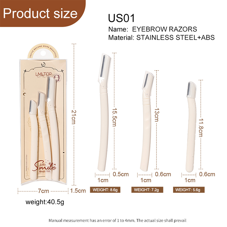 LMLTOP Sharp Stainless Steel Eyebrow Razor Set Dermaplaning Tool for Peach Fuzz Removal Precision Facial Hair Remover Trimmer US01