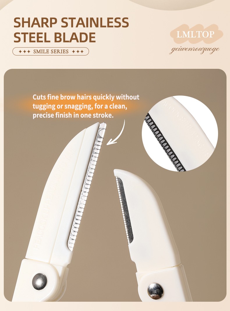 LMLTOP Stainless Steel Slanted Tip Foldable Shaver Razor Plastic Trimmers For Micro-micro Eyebrow Trimming Facial Hair US02