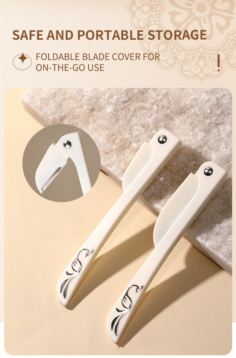LMLTOP Stainless Steel Slanted Tip Foldable Shaver Razor Plastic Trimmers For Micro-micro Eyebrow Trimming Facial Hair US02