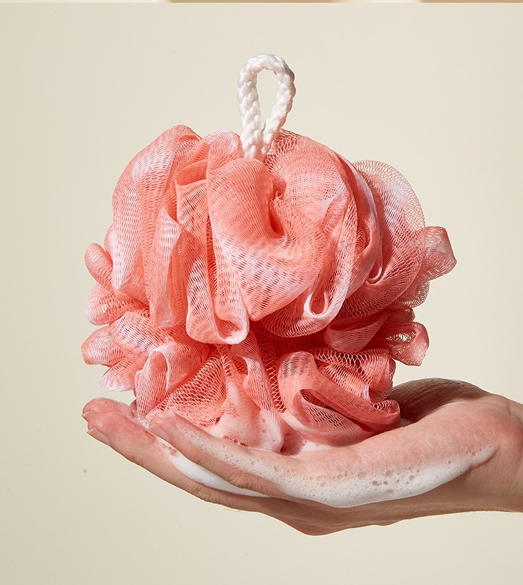LMLTOP Hot Selling Exfoliating Bath Shower Sponge Loofah Ball Flower Mesh Pouf Clean Body Shower Scrubber Large Soft Sponge Y050