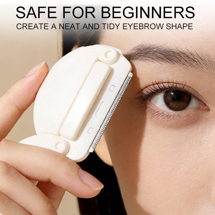 Portable 2in1 Folding Women's Eyebrow Razor Makeup Tool Kit Safe Stainless Steel Round Eyebrow Trimmer for Facial Hair Removal US12