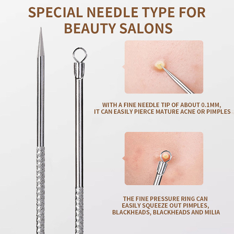 Professional Facial Pore Cleaner Acne Removal Kit Stainless Steel Facial Nose Pimple Extractor Tool Blackhead Remover ToolsUS06 US09