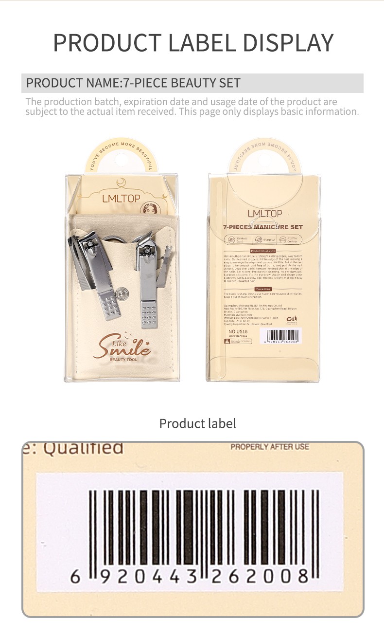 7 in 1 Nail Clipper Kit Stainless Steel Nail File Scissors Nail Clipper Travel Grooming Kit Manicure
