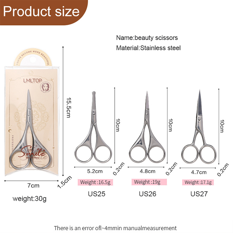 High Quality Small Embroidery Thread Trimming Stainless Steel Beauty Scissors Straight Nose Hair Beard Trimming Wholesale US25