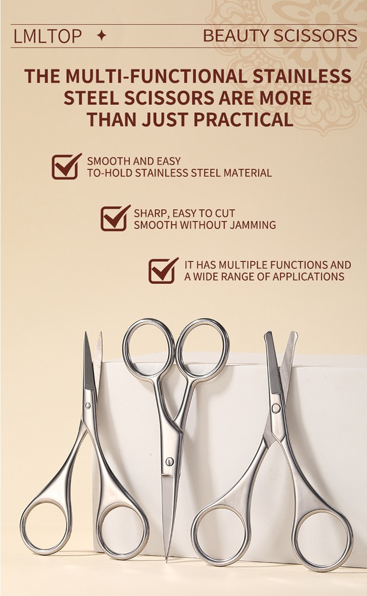 High Quality Small Embroidery Thread Trimming Stainless Steel Beauty Scissors Straight Nose Hair Beard Trimming Wholesale US25