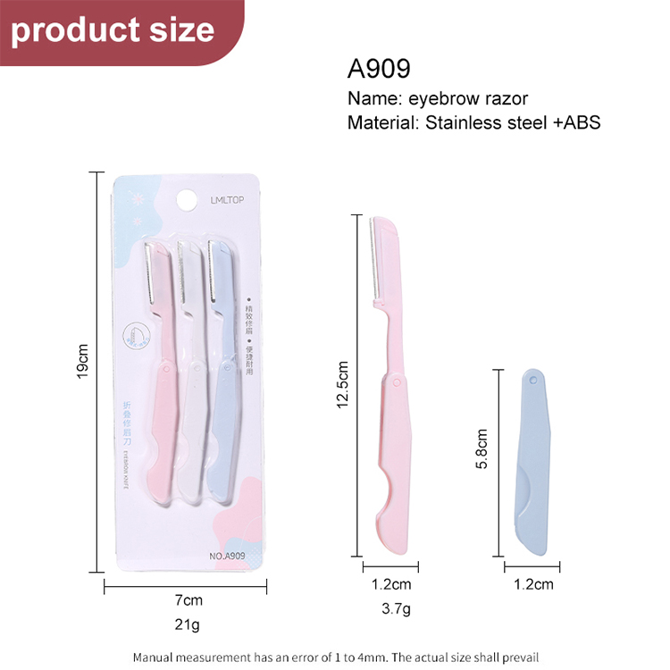3in1 Eyebrow Razor Kit Hair Trimmer Dermaplaning Tool Women Grooming Grooming Razor Eyebrow Razor Face Shaver for Women A909