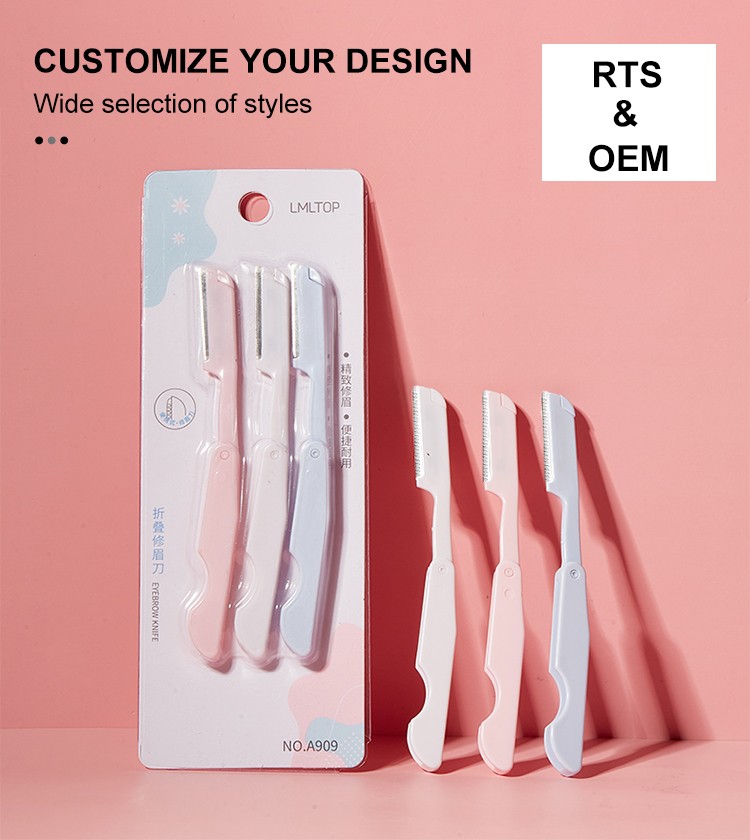 3in1 Eyebrow Razor Kit Hair Trimmer Dermaplaning Tool Women Grooming Grooming Razor Eyebrow Razor Face Shaver for Women A909