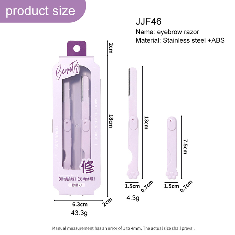 Hot Sale 2pcs Mini Folding Facial Hair Remover Razor Shaver Kit Painless Women Eyebrow Trimmer for Hair Remover Shaving Tools JJF46
