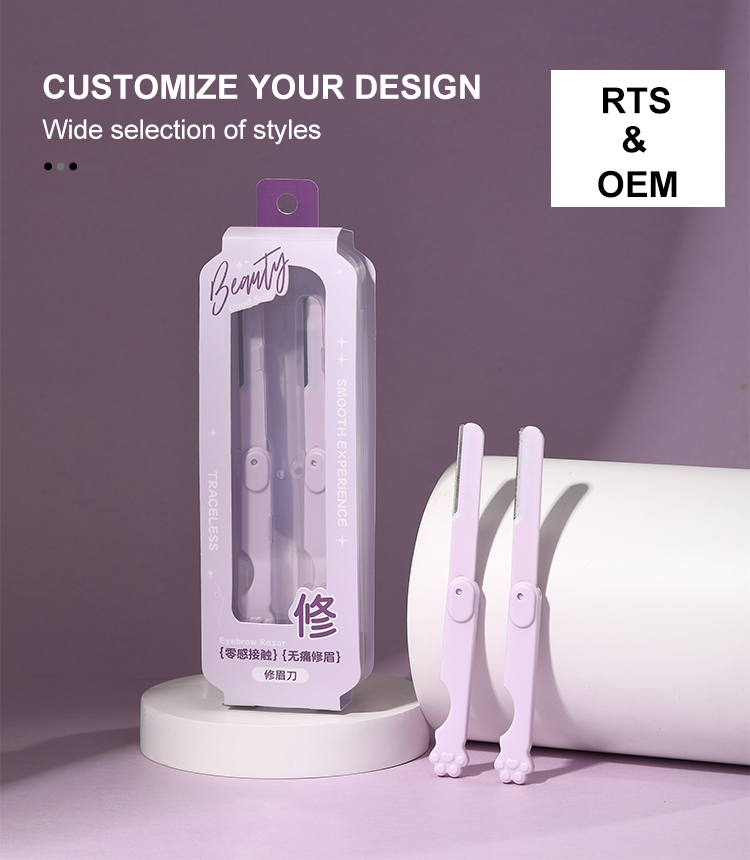 Hot Sale 2pcs Mini Folding Facial Hair Remover Razor Shaver Kit Painless Women Eyebrow Trimmer for Hair Remover Shaving Tools JJF46