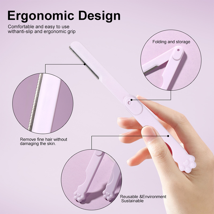 Hot Sale 2pcs Mini Folding Facial Hair Remover Razor Shaver Kit Painless Women Eyebrow Trimmer for Hair Remover Shaving Tools JJF46