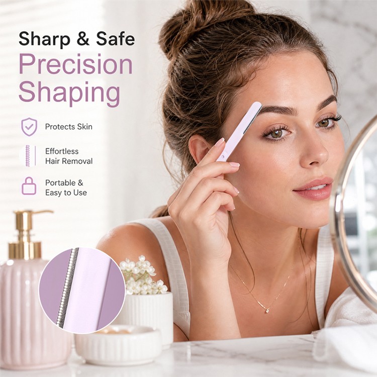 Hot Sale 2pcs Mini Folding Facial Hair Remover Razor Shaver Kit Painless Women Eyebrow Trimmer for Hair Remover Shaving Tools JJF46