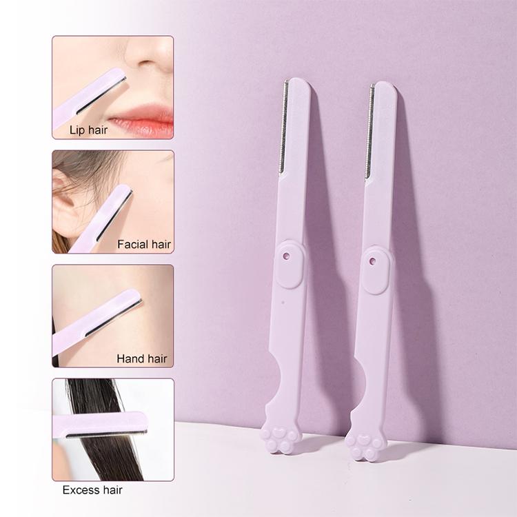 Hot Sale 2pcs Mini Folding Facial Hair Remover Razor Shaver Kit Painless Women Eyebrow Trimmer for Hair Remover Shaving Tools JJF46