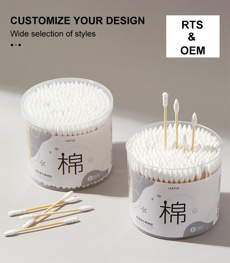 Lameila Multipurpose Daily Use Makeup Remover Cleaning Stick Soft Cotton Swab Pointed Tip Spiral Double Tipped 300pcs Cotton Bud B0140