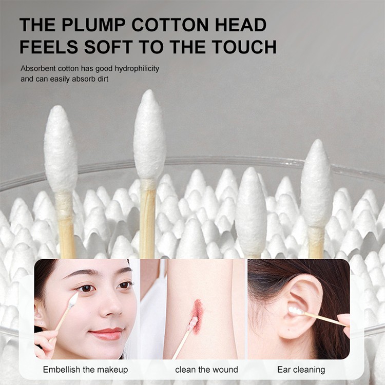 Lameila Multipurpose Daily Use Makeup Remover Cleaning Stick Soft Cotton Swab Pointed Tip Spiral Double Tipped 300pcs Cotton Bud B0140