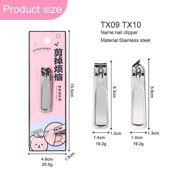 Stainless Steel Flat Oblique Head Nail Clipper Straight Finger Nail Cuticle Trimmer Thick Nails Professional Manicure Tools TX09
