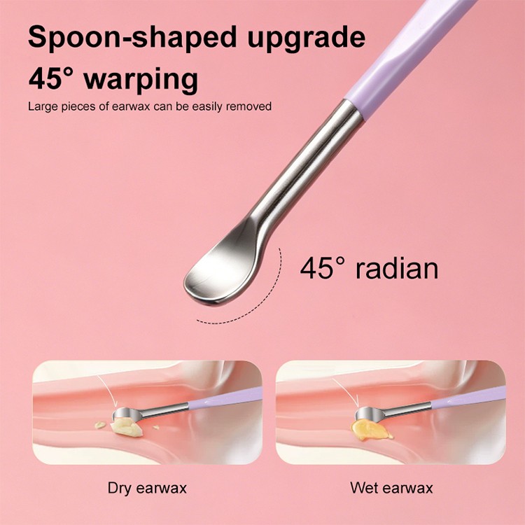 LMLTOP Stainless Steel Ear Curette Reusable Ear Cleaner Wax Removal Grooming Safe Gentle Ear Spoon Ear Cleaning Tool Kit TX03 TX04