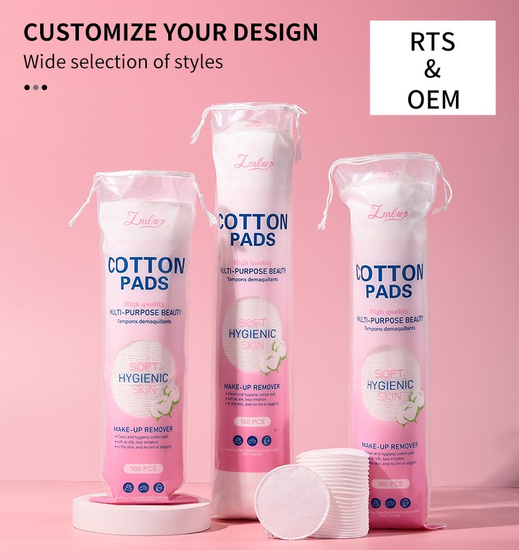 Wholesale 100 Count Disposable Facial Cleansing 3 Layer High Quality Cotton Pads for Makeup Remover Skin Care Cosmetic SY596