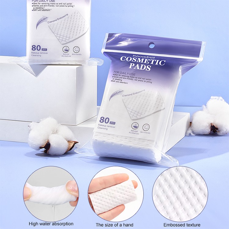 80pcs 8*6CM diamond-shaped embossed makeup cotton pads 3 layers makeup remover face cotton cleansing pad For Skin Care SY691