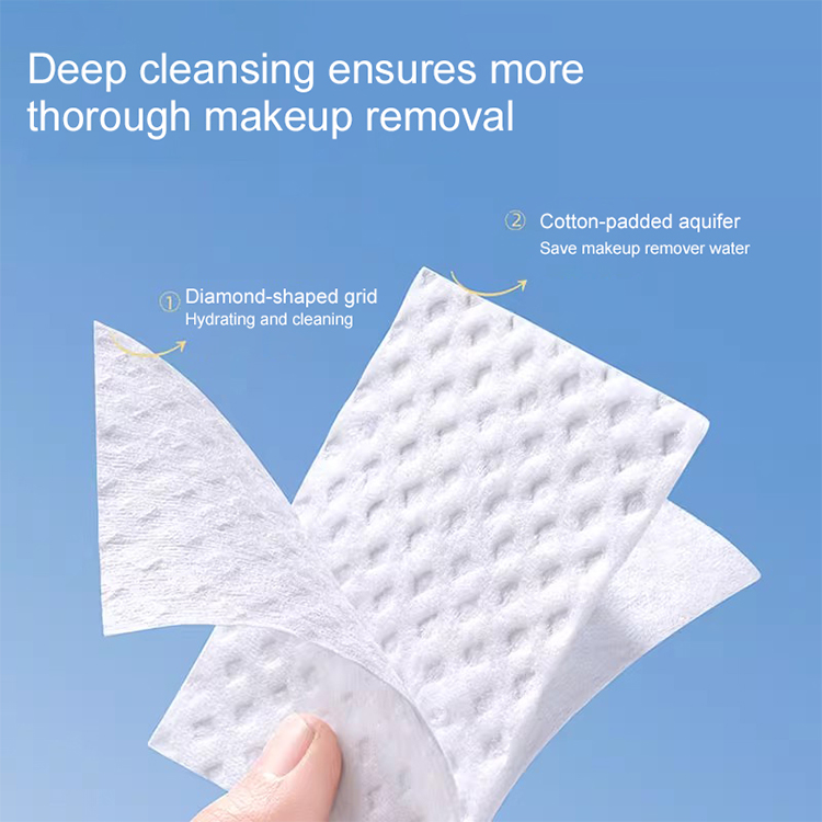 80pcs 8*6CM diamond-shaped embossed makeup cotton pads 3 layers makeup remover face cotton cleansing pad For Skin Care SY691