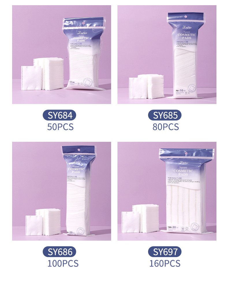 OEM Factory Hot Selling SPA Non-woven Cotton Pad Natural Facial Cleaning Pads for Beauty Salon Disposable Pads for Makeup Use SY684-SY686