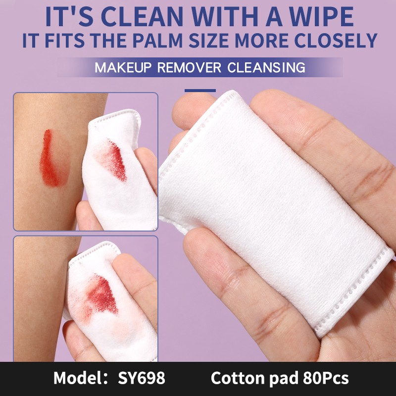 80pcs 70mm Soft Natural facial Organic Cotton Pads eco-friendly disposable square cotton makeup remover nail face pads SY698