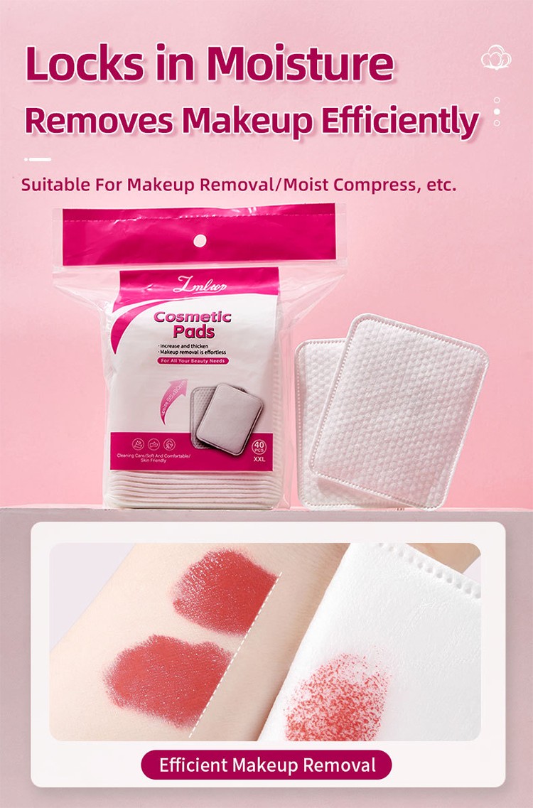 Professional Eco-Friendly Organic Cotton Makeup Remover Pads-Double Sides Square Pressed Edge Pearl Texture Gentle Face Eye Pads Z112