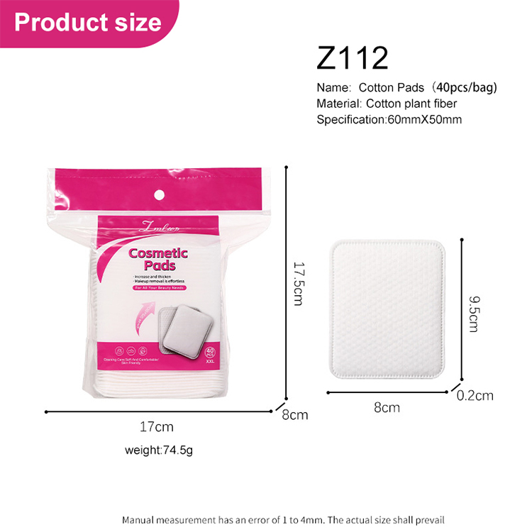 Professional Eco-Friendly Organic Cotton Makeup Remover Pads-Double Sides Square Pressed Edge Pearl Texture Gentle Face Eye Pads Z112
