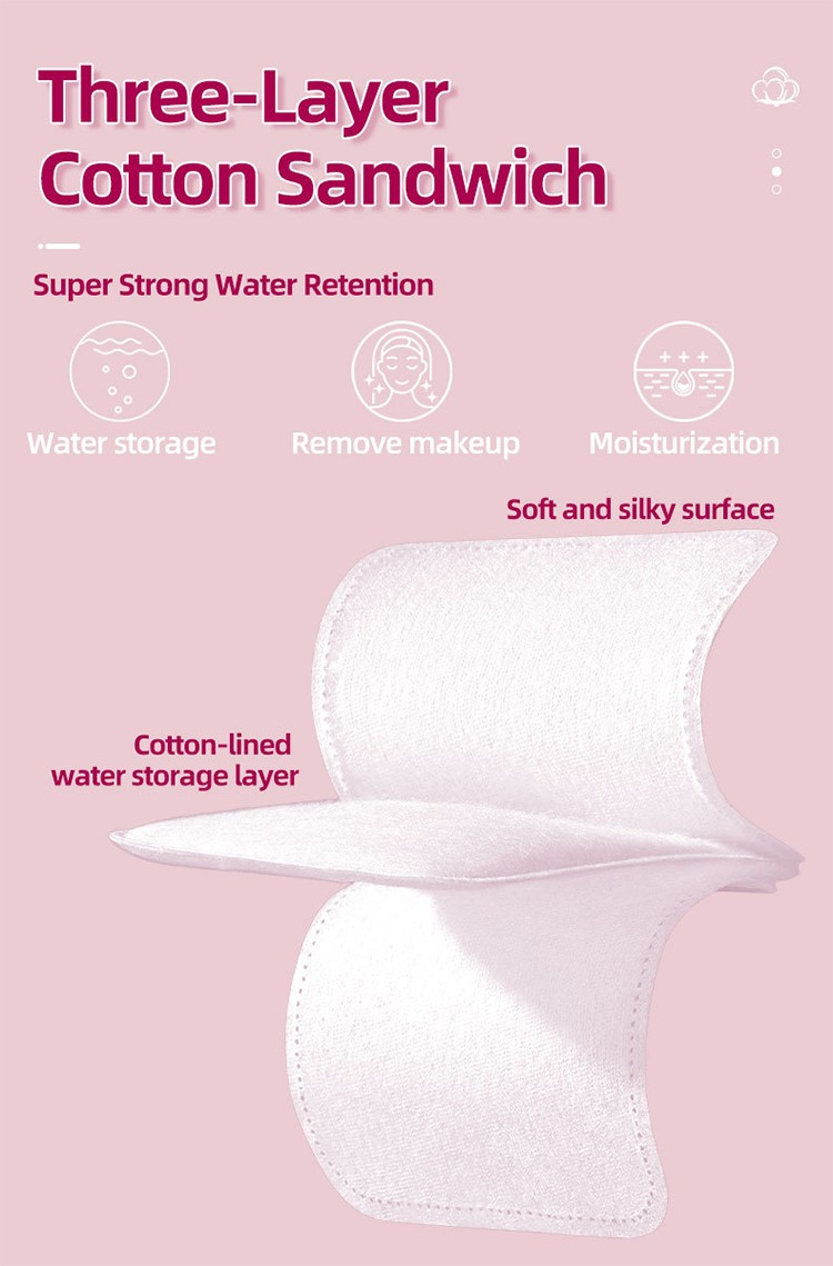 Professional Eco-Friendly Organic Cotton Makeup Remover Pads-Double Sides Square Pressed Edge Pearl Texture Gentle Face Eye Pads Z112