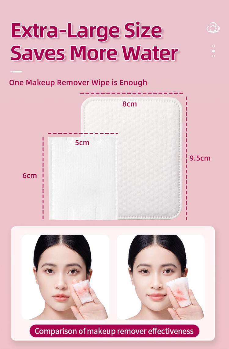 Professional Eco-Friendly Organic Cotton Makeup Remover Pads-Double Sides Square Pressed Edge Pearl Texture Gentle Face Eye Pads Z112