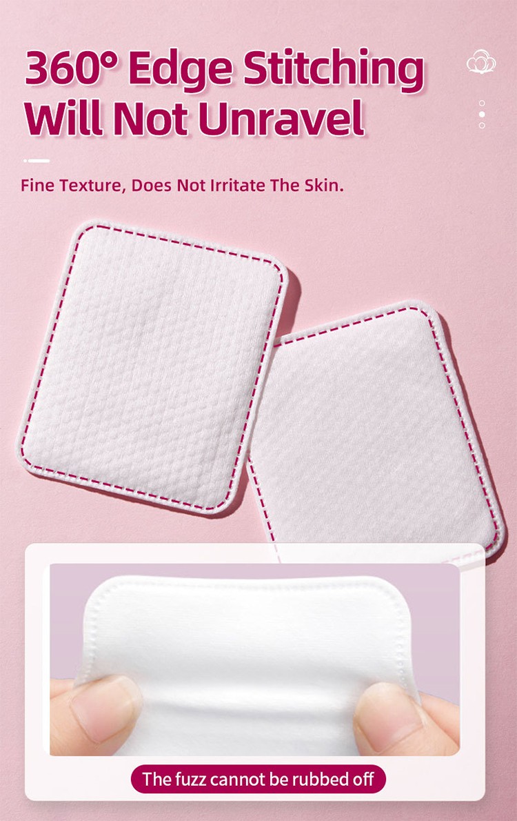 Professional Eco-Friendly Organic Cotton Makeup Remover Pads-Double Sides Square Pressed Edge Pearl Texture Gentle Face Eye Pads Z112