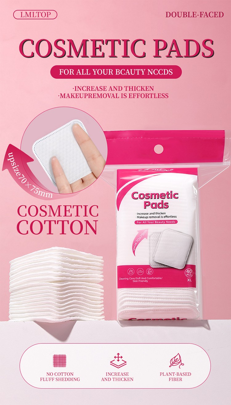 LMLTOP 7.5cm Large Square Cosmetic Pads Cotton Pads Pearl Texture Water Saving Face nail Lip Makeup Pad For Spa