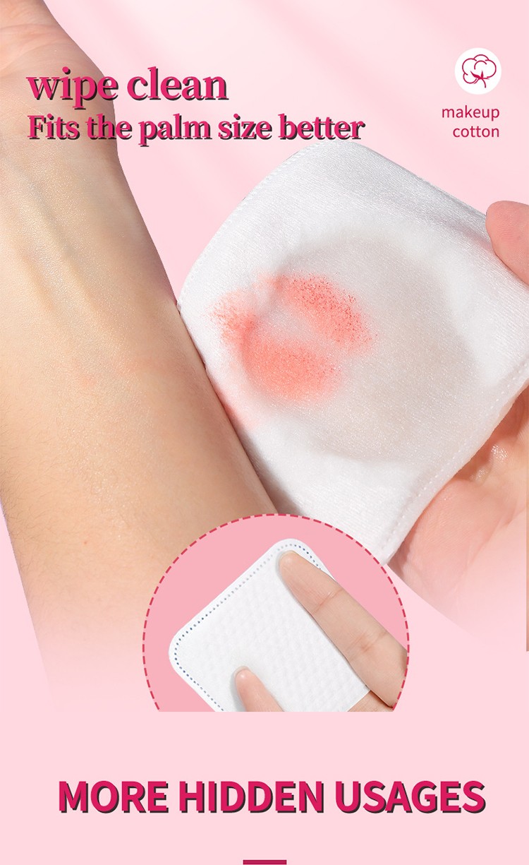 LMLTOP 7.5cm Large Square Cosmetic Pads Cotton Pads Pearl Texture Water Saving Face nail Lip Makeup Pad For Spa