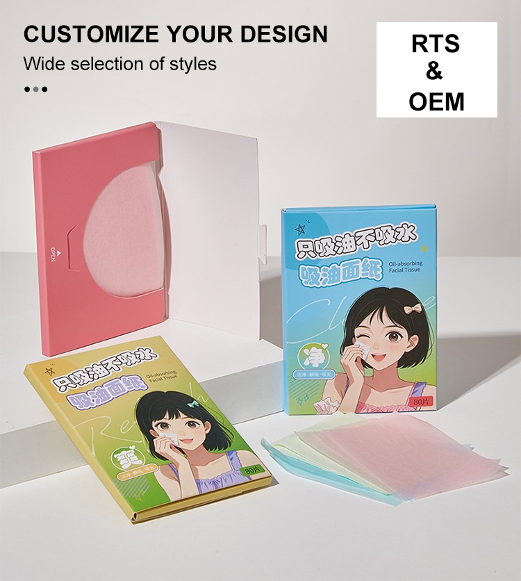 Hot Sell 80pcs Portable Travel Pack Oil Absorbing Paper Tissue Facial Blotting Sheets for Face Oily Skin Shine Control SY046