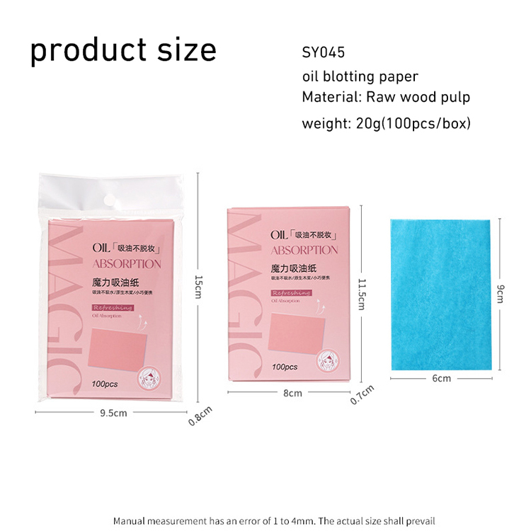 LMLTOP Wholesale 100Pcs/Box Portable Travel Oil Blotting Tissues Sheets Face Oil Absorbing Paper for Facial Skin Blotting SY045