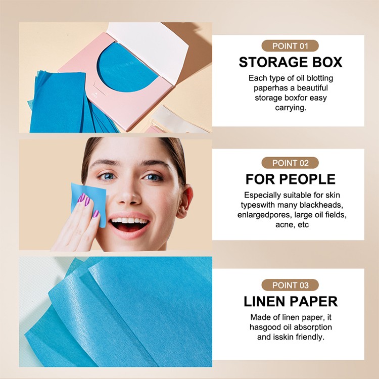 LMLTOP Wholesale 100Pcs/Box Portable Travel Oil Blotting Tissues Sheets Face Oil Absorbing Paper for Facial Skin Blotting SY045