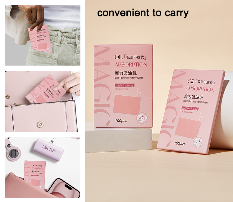 LMLTOP Wholesale 100Pcs/Box Portable Travel Oil Blotting Tissues Sheets Face Oil Absorbing Paper for Facial Skin Blotting SY045