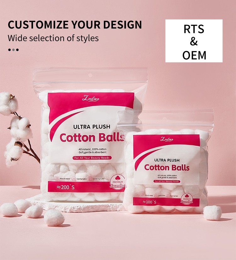 Premium 100% Pure Cotton Balls wholesale Non-fluorescent Skin-friendly cotton pads for Beauty Facial Cleansing Daily Use SY694 sy695