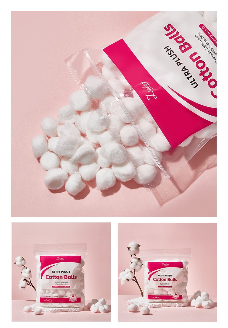 Premium 100% Pure Cotton Balls wholesale Non-fluorescent Skin-friendly cotton pads for Beauty Facial Cleansing Daily Use SY694 sy695