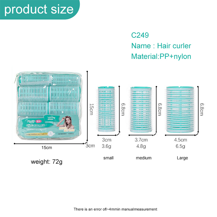 LMLTOP Hot Sale 8 in 1 Multi-Size Heatless Plastic Hair Roller Set C294 Reusable Self-Holding DIY Salon Hairdressing Hair Curler C294