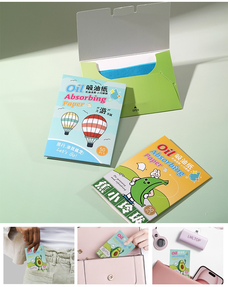 LMLTOP High Quality 50pcs Smooth Blotting Oil Absorbing Sheets Oil Control Blotting Tissue Makeup Facial Skin Care Paper SY041 SY042 SY043