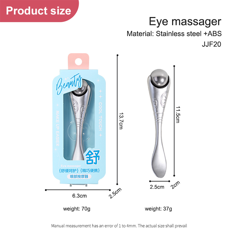 Silver Ice Massage Cooling Eye Roller JJF20 Stick Portable Anti-aging Facial Stainless Steel Ice Globes for Beauty Skin Care JJF20