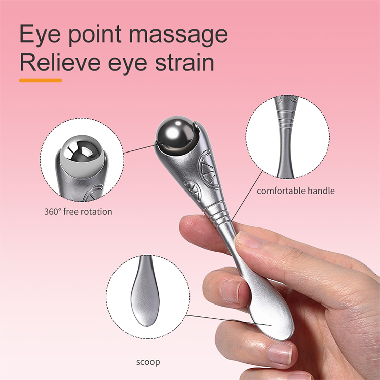 Silver Ice Massage Cooling Eye Roller JJF20 Stick Portable Anti-aging Facial Stainless Steel Ice Globes for Beauty Skin Care JJF20