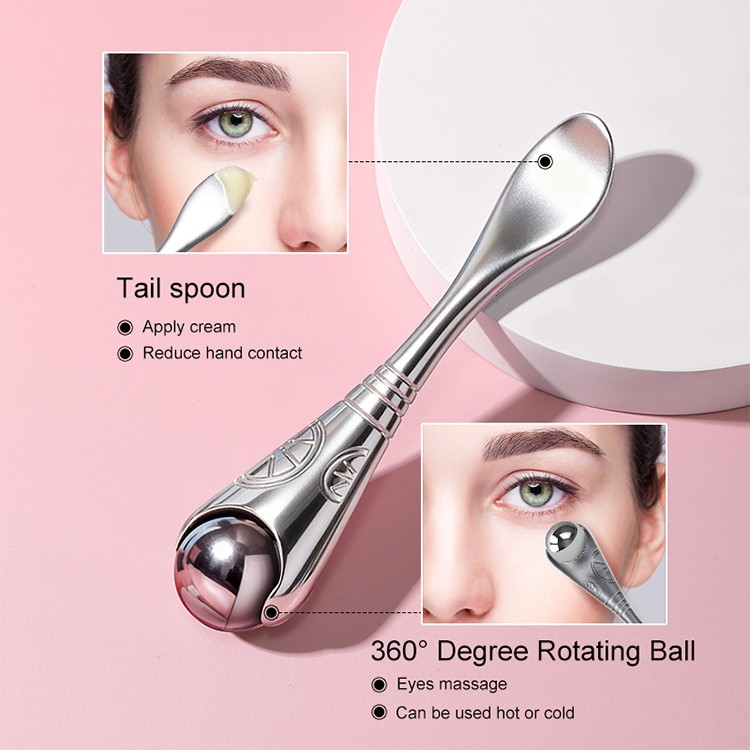 Silver Ice Massage Cooling Eye Roller JJF20 Stick Portable Anti-aging Facial Stainless Steel Ice Globes for Beauty Skin Care JJF20