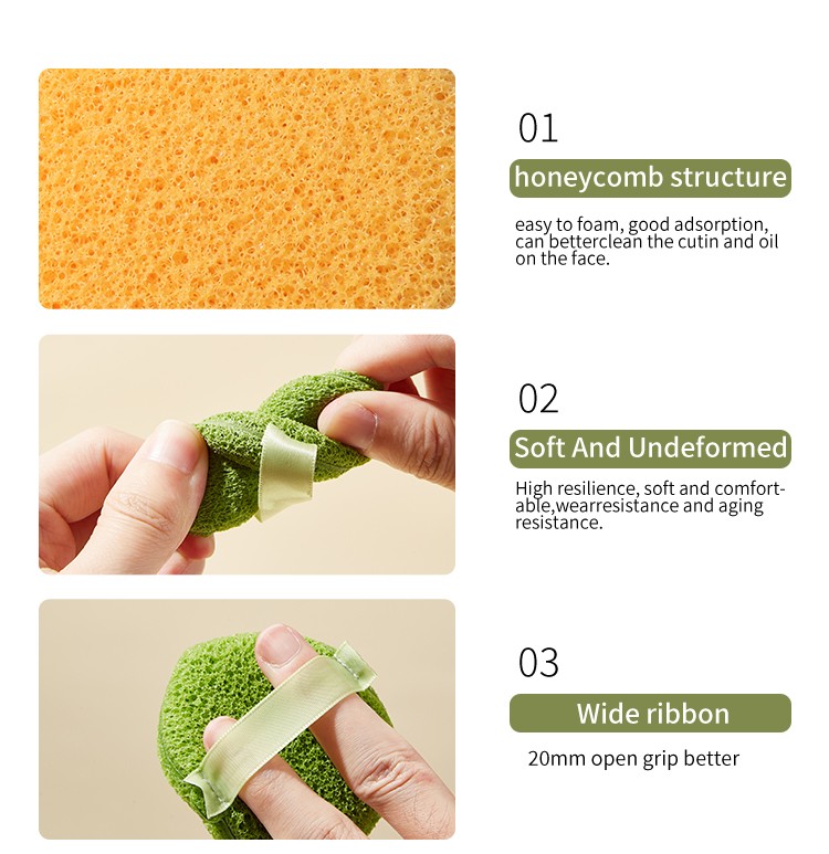 Hot Sell Polyurethane Compressed Cellulose Face Cleansing Facial Sponge for Spa Use-Removing Dead Skin Dirt Makeup Exfoliation Y062